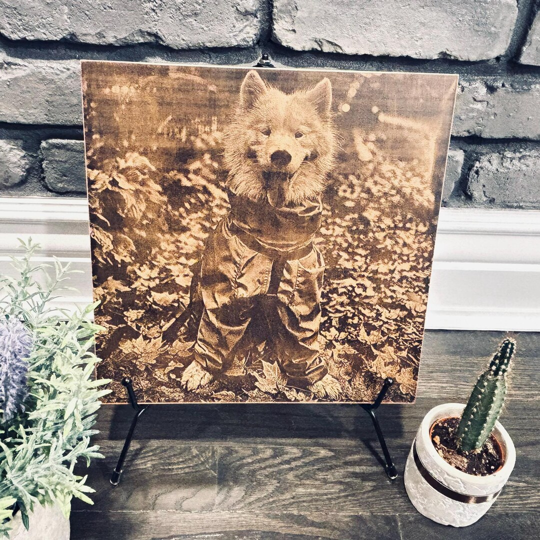 Curated visual reference: Picture Idea: Custom Laser Engraved Wooden Pet Portrait
