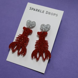 Red Lobster Earrings - Quirky Handmade Jewelry - Coastal Gift for Her