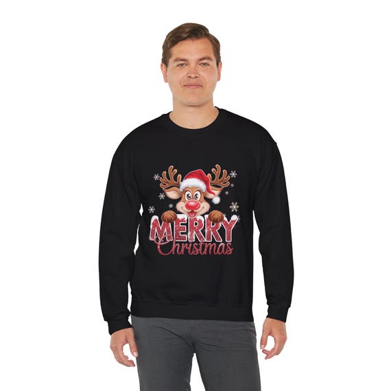 Christmas Reindeer Merry Crewneck Sweatshirt