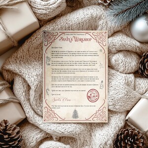 Carta personalizada de Papá Noel - Plantilla digital personalizable, membrete oficial del Polo Norte