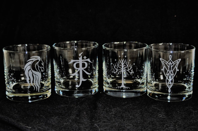 The Lord of the Rings Rocks Glass Set Gift Sand Blasted by Jackglass on Etsy