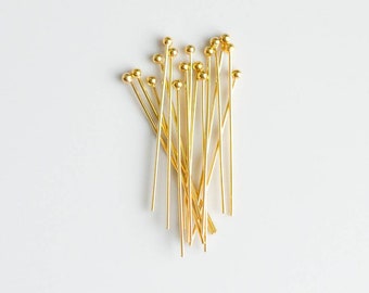 10pcs - 14k Gold Filled 1 inch 24 Gauge Headpins w/ 1.5mm ball, Made in USA, Z10