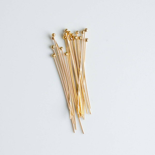 10pcs - 14k Gold Filled 1.5 inch 24 Gauge Headpins w/ 1.5mm ball, Made in USA, Z11