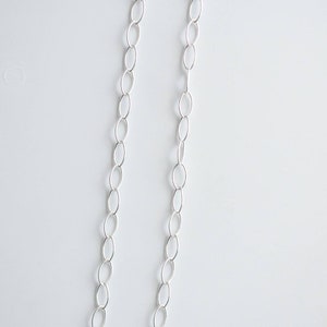 Any Custom Length Sterling Silver 7x4mm Oval Cable Chain Necklace, C39