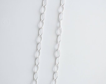 Any Custom Length Sterling Silver 7x4mm Oval Cable Chain Necklace, C39