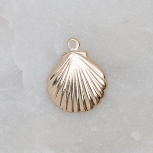 14K Gold Filled Scallop Shell Charm 11mm, Made in USA, A116