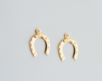 Two - 14K Gold Filled Horseshoe Charms 10mm, GC39