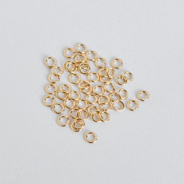 50pcs 14K Gold Filled 3mm Open Jump Rings 22ga, Made in USA, A13