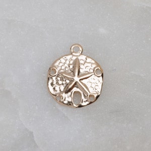 Sand Dollar Sea Life Charm - 14K Gold Filled With Soldered Ring, Made in USA, A115