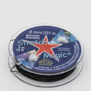 Cordón mágico elástico de 0,8 mm, negro, 5 metros, The Beadsmith, T192