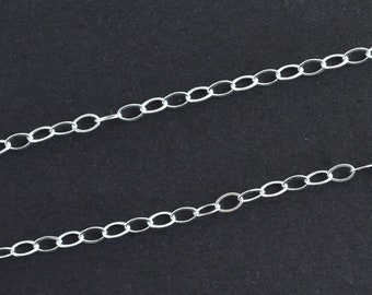 3 Feet Sterling Silver 3x2mm Oval Cable Chain by the Foot, Made in USA, C40