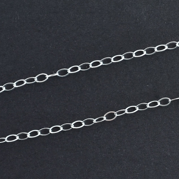 3 Feet Sterling Silver 3x2mm Oval Cable Chain by the Foot, Made in USA, C40