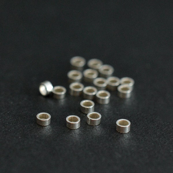 50 Sterling Silver Crimp Beads 2x1mm, Made in China, SC98