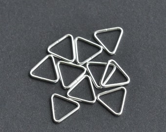 Ten - .925 Sterling Silver 7.5mm Closed Triangle Jump Rings 20.5ga, Made in USA, A23