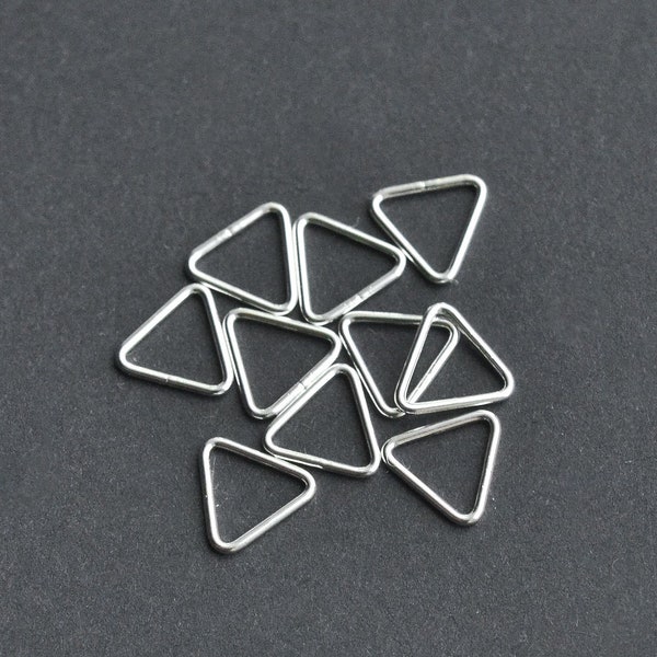 Ten - .925 Sterling Silver 7.5mm Closed Triangle Jump Rings 20.5ga, Made in USA, A23