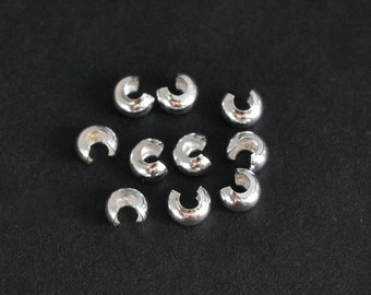 Sterling Silver Crimp Covers 4mm, A113