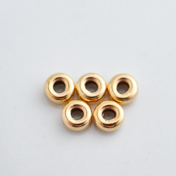 Five 14K Gold Filled 5mm Roundel Beads, Made in USA, GC101