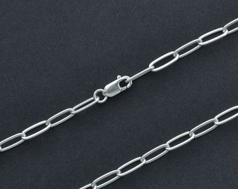20 Inch - Sterling Silver 9x3mm Drawn Cable Chain Necklace With Lobster Clasp - Custom Lengths Available, C51