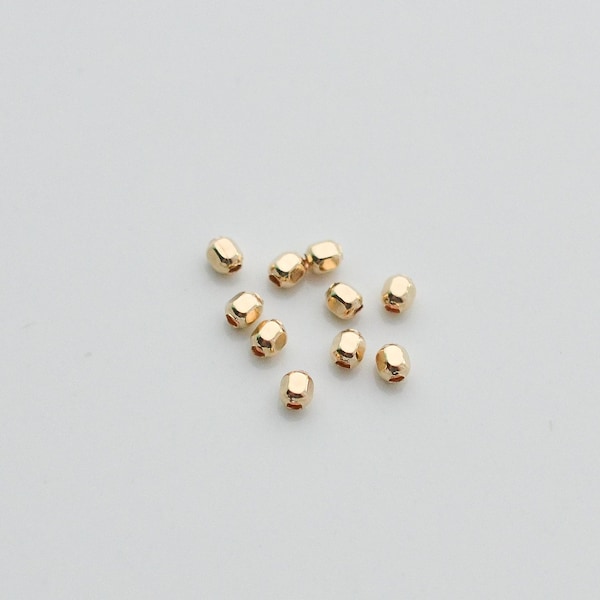 Ten 14K Gold Filled 2.5mm Square Beads, A98