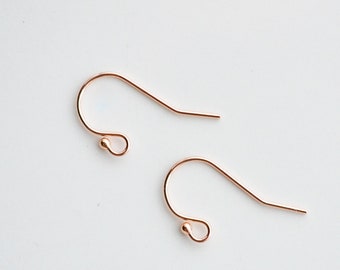 Alambres para pendientes rellenos de oro rosa de 14 quilates con bola de 1 mm, A86