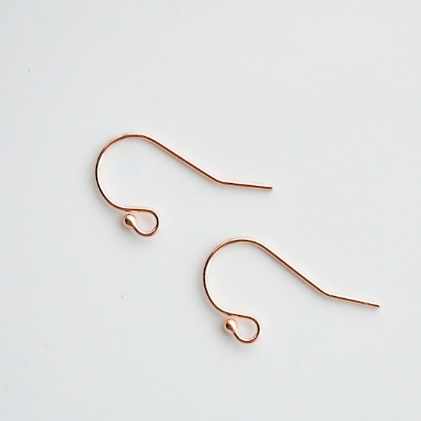 14K Rose Gold Filled Ball End Ear Wires With 1mm Ball, Made in China, A86