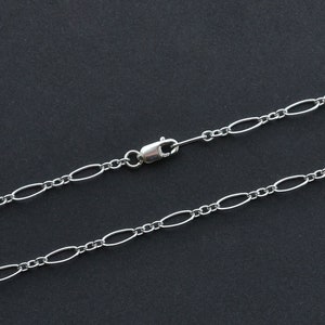 18 Zoll - Lange und kurze ovale Sterlingsilberkette 7.5x3.5mm, Benutzerdefinierte Längen erhältlich, B8