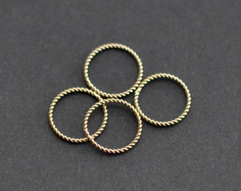 Four - 10mm Twisted Closed Circle Link, Connector 14K Gold Filled, Made in China, A41