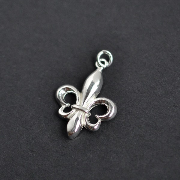 One Sterling Silver Fleur De Lis 21x15mm, SC111