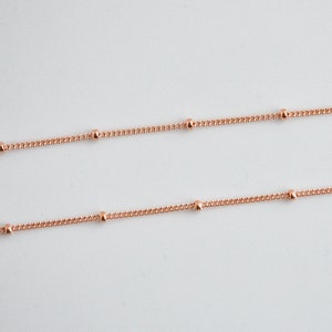 3 Feet Rose Gold Filled 1mm Satellite Chain With 1.9mm Ball, Made in USA, C19b