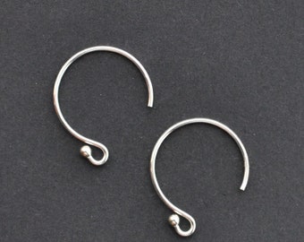 Ten - 925 Sterling Silver Semi-Circle Ball End Ear Wires With 1mm Ball, Made in China, A51