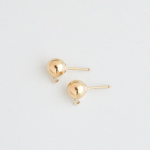 14K Gold Filled kleine 7mm Ball Post mit offenem Ring für Tropfen und Dangles, 1 Paar Ohrstecker, GF40e