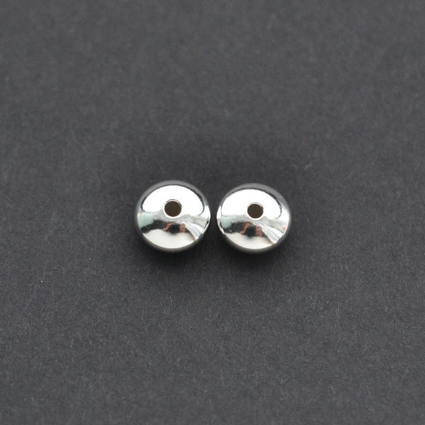 Two Sterling Silver 7mm Saucer Beads, A90