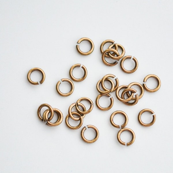 50pcs Antiqued Brass 5mm Open Jump Rings 21ga, AG58