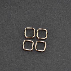 4pcs - 14K Gold Filled 6mm Closed Square Jump Rings 20.5ga, Made in USA, A34