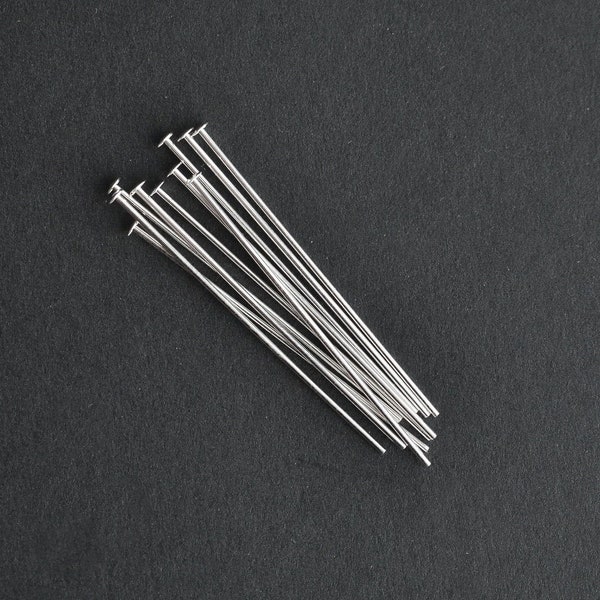 10pcs - Sterling Silver 1.5 inch 20ga Flat Headpins, GC76