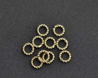 Zehn – 4 mm gedrehtes geschlossenes Kreisglied, Verbinder 14 K Gold gefüllt, hergestellt in China, A37