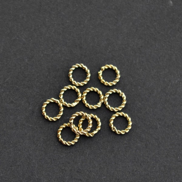 Ten - 4mm Twisted Closed Circle Link, Connector 14K Gold Filled, Made in China, A37