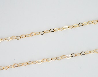 3 feet - 12K Gold Filled Small Heart Chain 2.6x2.1mm, Made in USA, B1