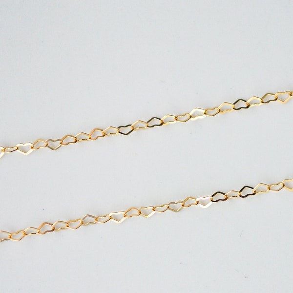 10 feet - 12K Gold Filled Small Heart Chain 2.6x2.1mm, MADE IN USA, B1