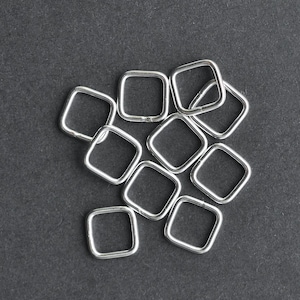 Ten - .925 Sterling Silver 8mm Closed Square Jump Rings 20ga, Made in USA, A32