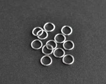 25pcs - .925 Sterling Silver 6mm CLOSED Jump Rings 20.5ga, Made in USA, A14