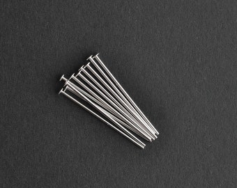 10pcs - Sterling Silver 1 inch 20ga Flat Headpins, GC75