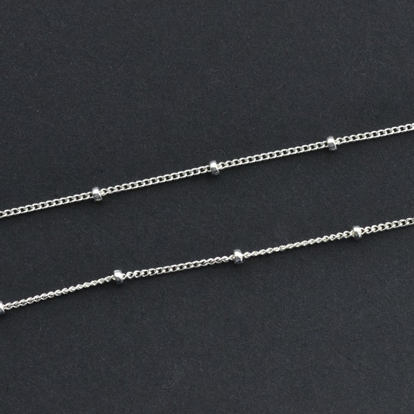 10 Feet Sterling Silver 1mm Satellite Chain With 1.9mm Ball, Made in USA, C19c