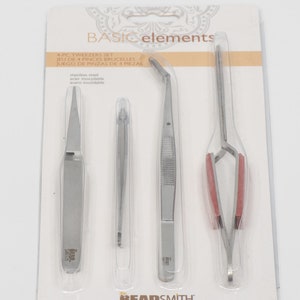 4 Piece Tweezer Set, The Beadsmith, T196