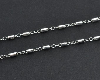 3 Feet Sterling Silver Tube Bar Link Chain 3x1.7mm B2