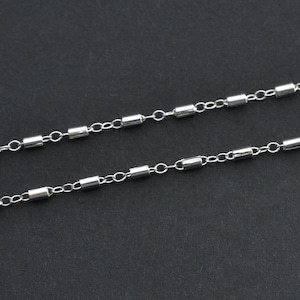 3 Feet Sterling Silver 3x1.7mm Tube Bar And Link Chain By The Foot - Custom Lengths Available, Made in USA, B2