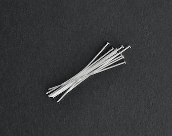 20pcs - Sterling Silver 1 inch 26ga Flat Headpins, GC81