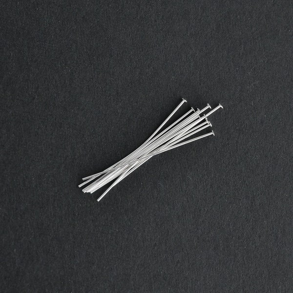 20pcs - Sterling Silver 1 inch 26ga Flat Headpins, GC81