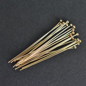 10pcs - 14k Gold Filled 1.5 inch 26 Gauge Headpins w/ 1.2mm ball, Made in USA, Z17