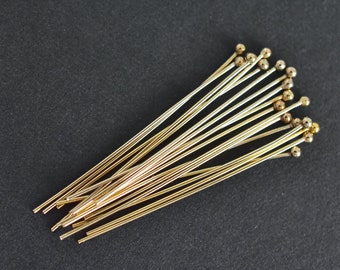 10pcs - 14k Gold Filled 1.5 inch 26 Gauge Headpins w/ 1.2mm ball, Made in USA, Z17